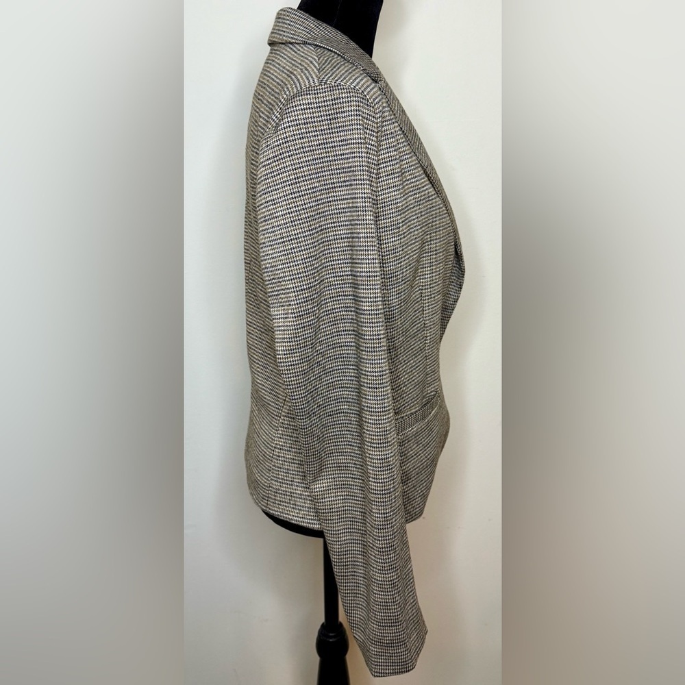 Amanda+Chelsea vintage Y2K brown Houndstooth one button preppy blazer pockets M - Picture 4 of 8